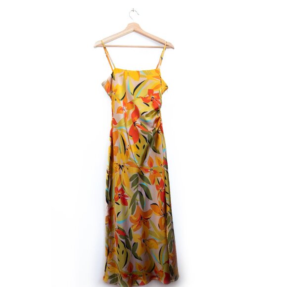 House Of Harlow 1960 x Revolve Tropical Print Satin Slip Midi Dress Tropical - Picture 2 of 14